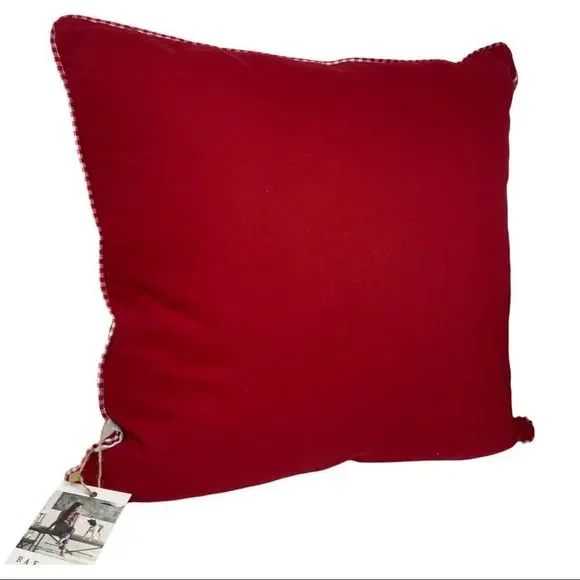 RAE DUNN Holiday Christmas Tree BELIEVE Embroidered Red Throw Pillow Knit Match - Picture 3 of 6